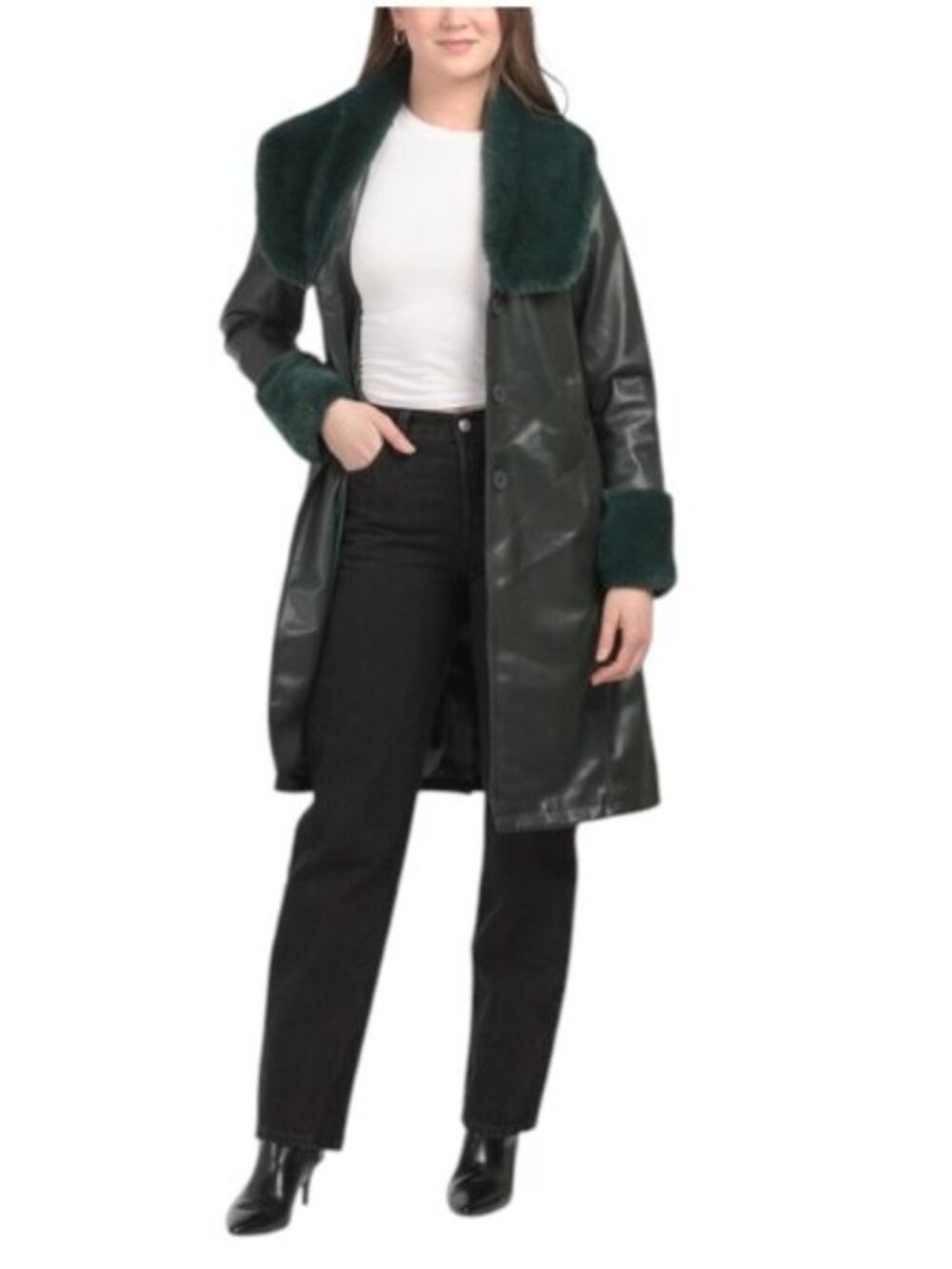 BLANK NYC Good Night Moon Trench Coat With Faux Fur Collar ♥️